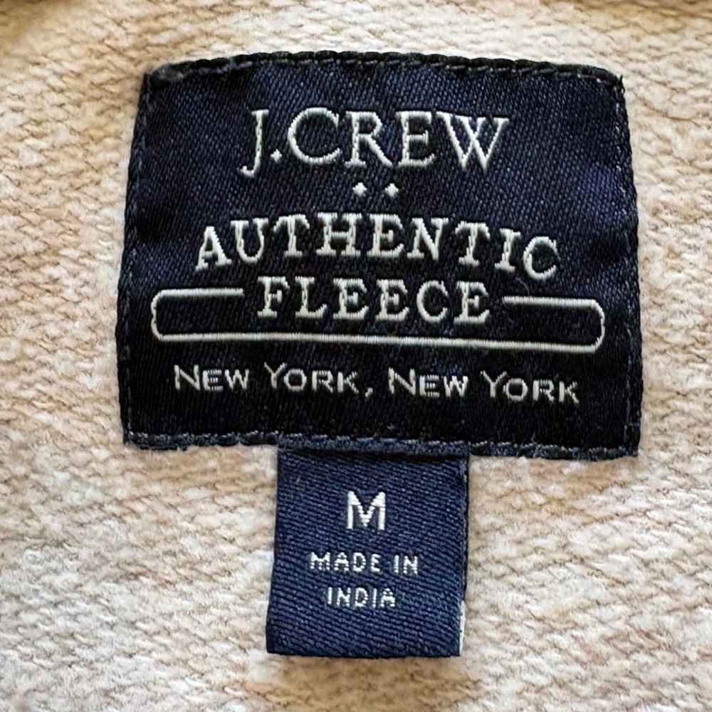 J.Crew Authentic Fleece Shawl Collar Cardigan Medium Beige Oatmeal Cozy Gorpcore - Picture 3 of 5